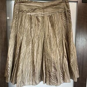 Apt 9‎ Women Fall Skirt Sz 10 Green Brown Striped Swing Flowy Classic  A Line